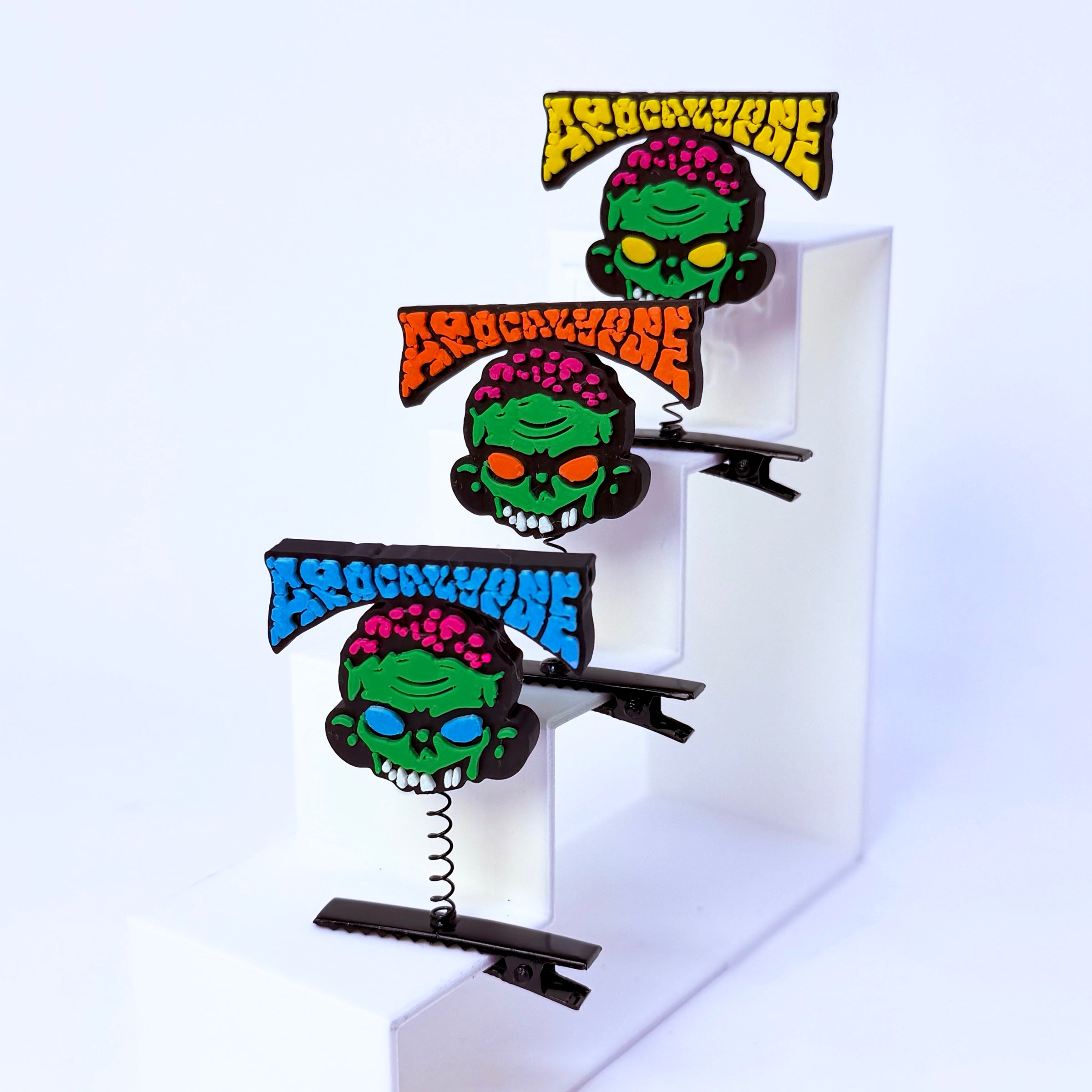 Zombie Apocalypse rave sprout multi-color multi-pack — EDM bass music festival hair clip accessory