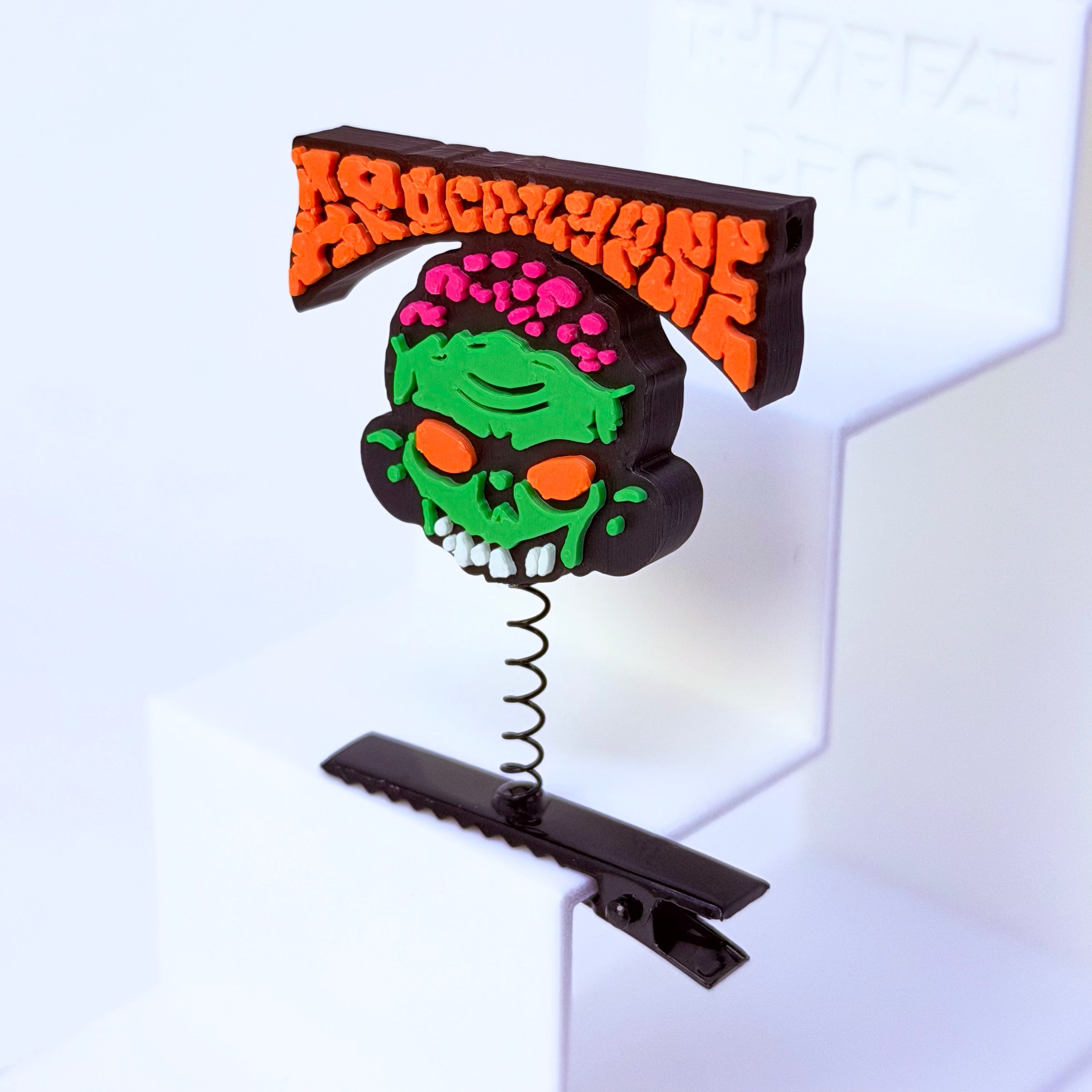 Zombie Apocalypse rave sprout orang tilted sideways — EDM bass music festival hair clip accessory