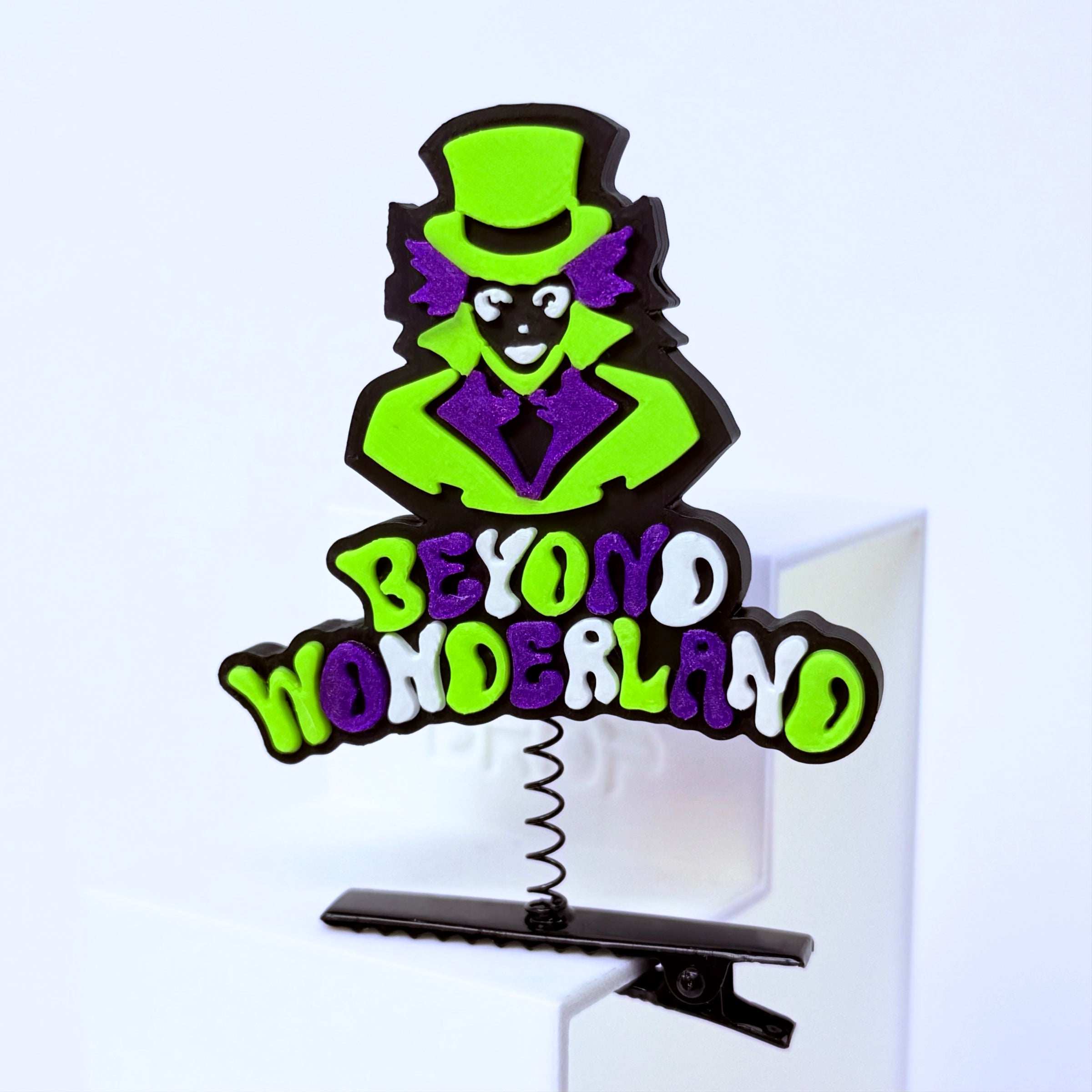 Beyond Wonderland Sprout Clip | Mad Hatter Rave Sprout | Purple White and Black Festival Accessory
