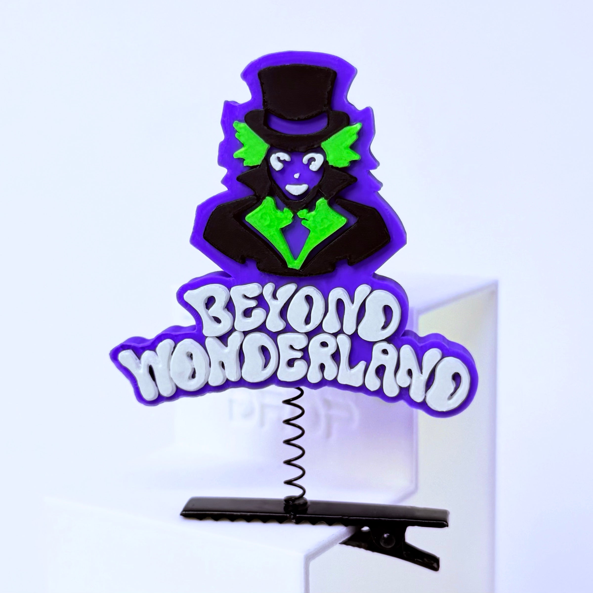 Beyond Wonderland Sprout Clip | Mad Hatter Rave Sprout | Purple White and Black Festival Accessory