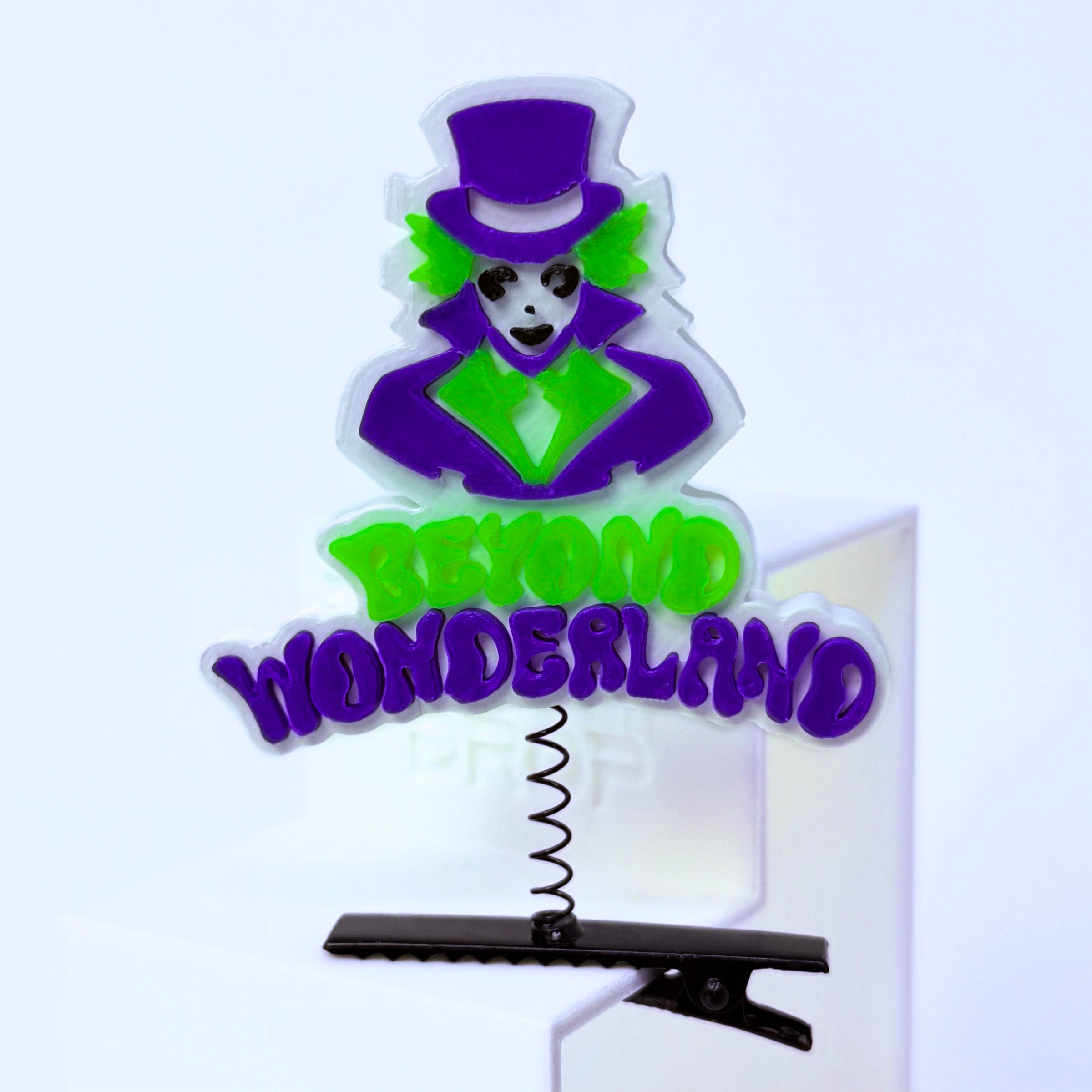 Beyond Wonderland Sprout Clip | Mad Hatter Rave Sprout | Purple White and Black Festival Accessory