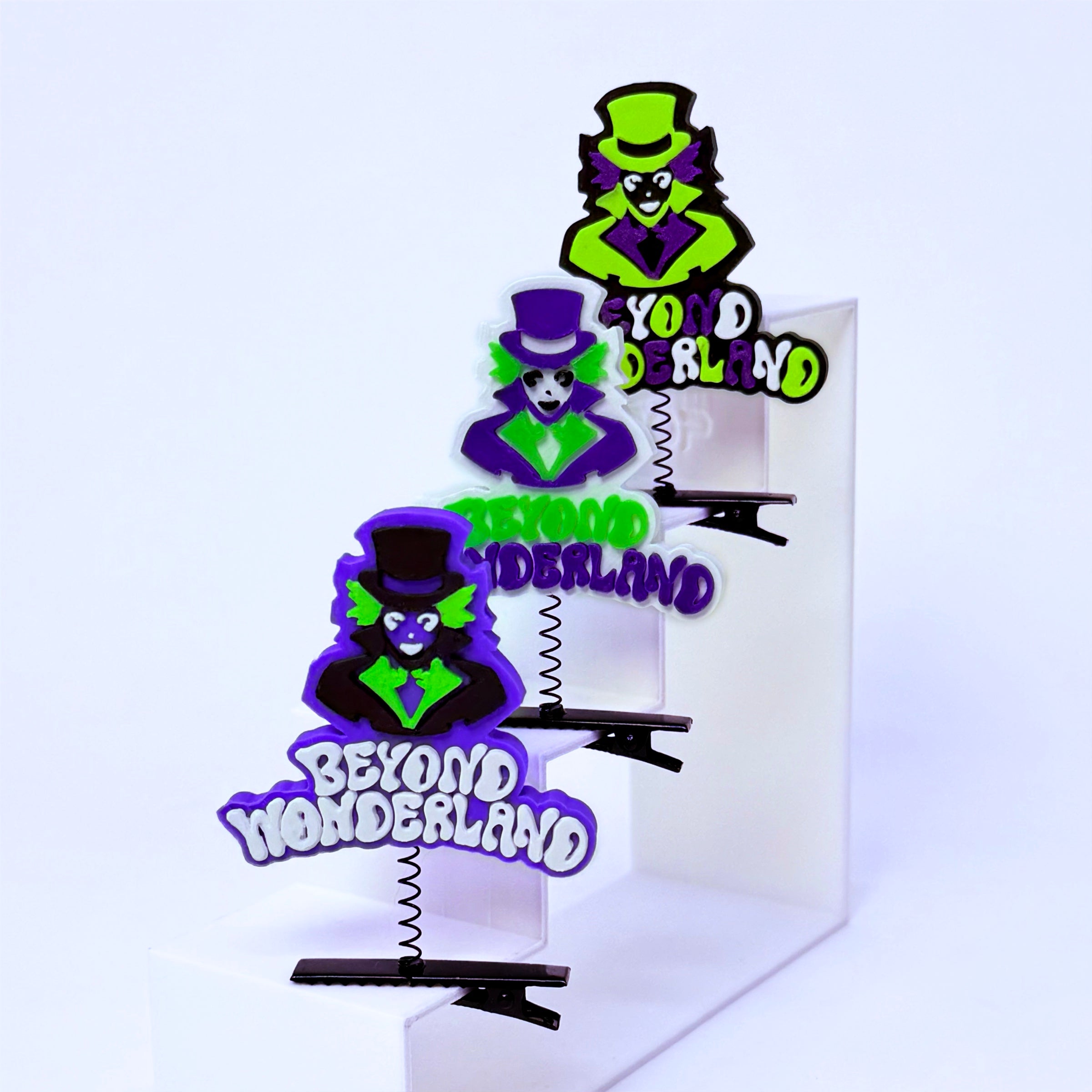 Beyond Wonderland Sprout Clip | Mad Hatter Rave Sprout | Purple White and Black Festival Accessory