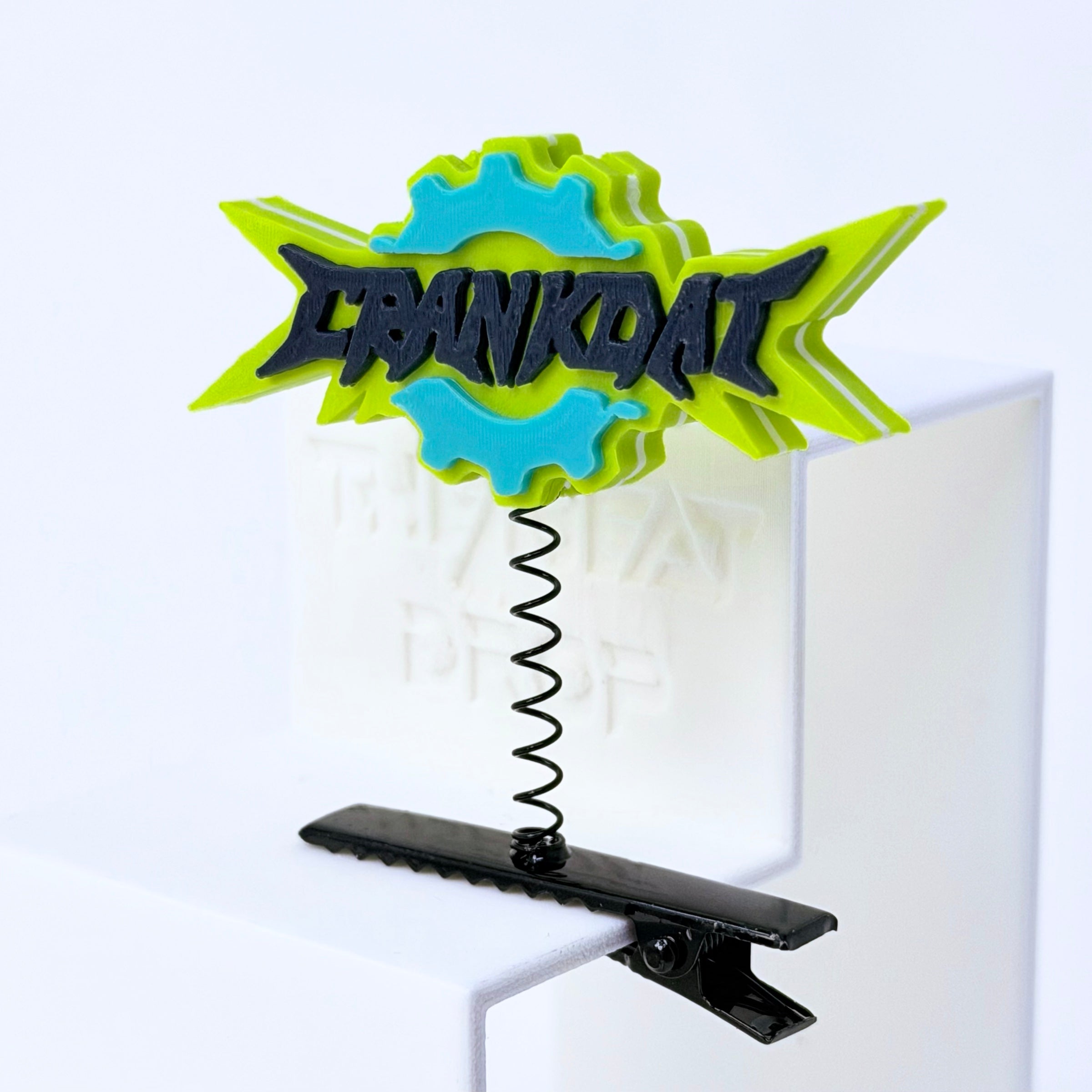 Crankdat logo rave sprout green — EDM bass music festival hair clip accessory