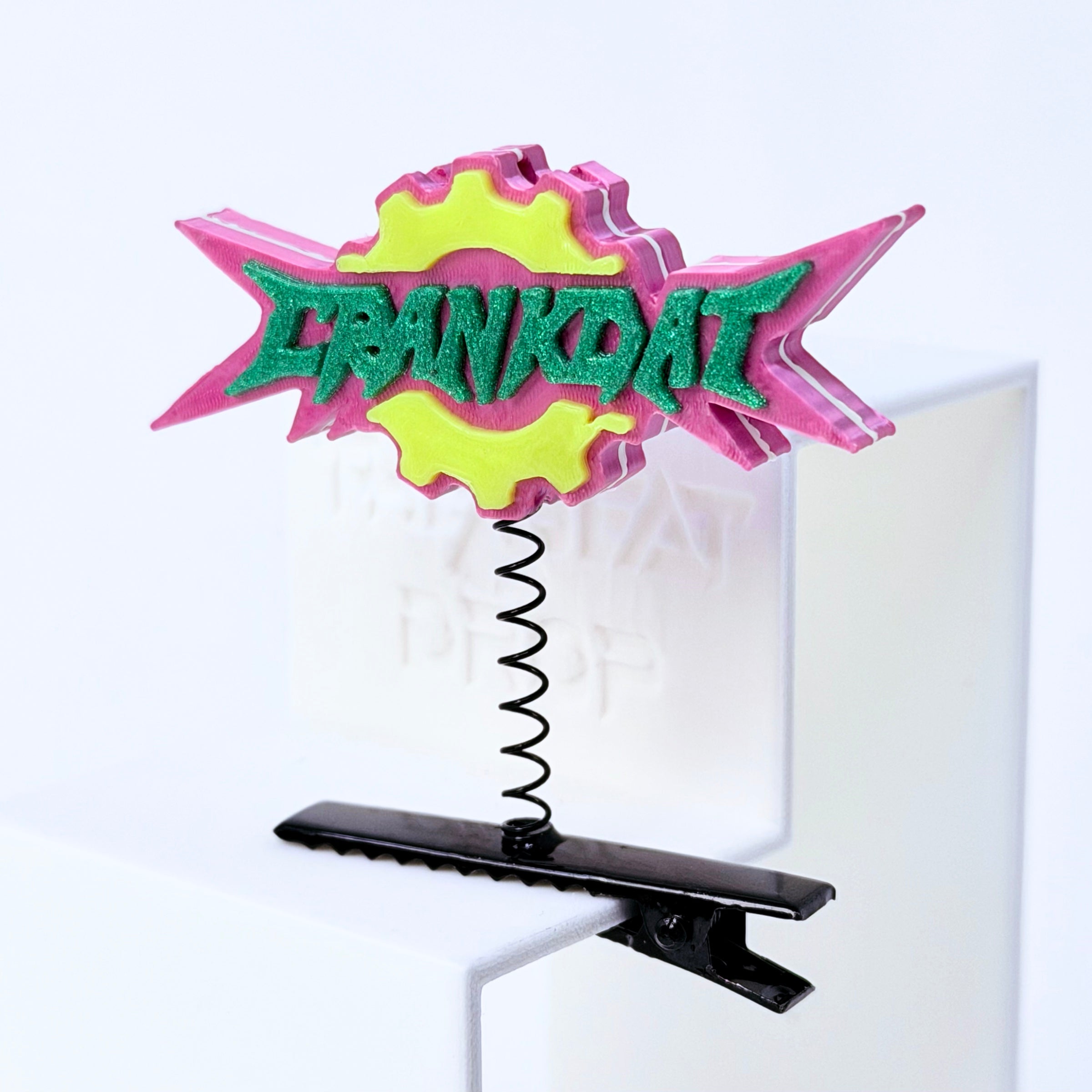 Crankdat logo rave sprout pink — EDM bass music festival hair clip accessory
