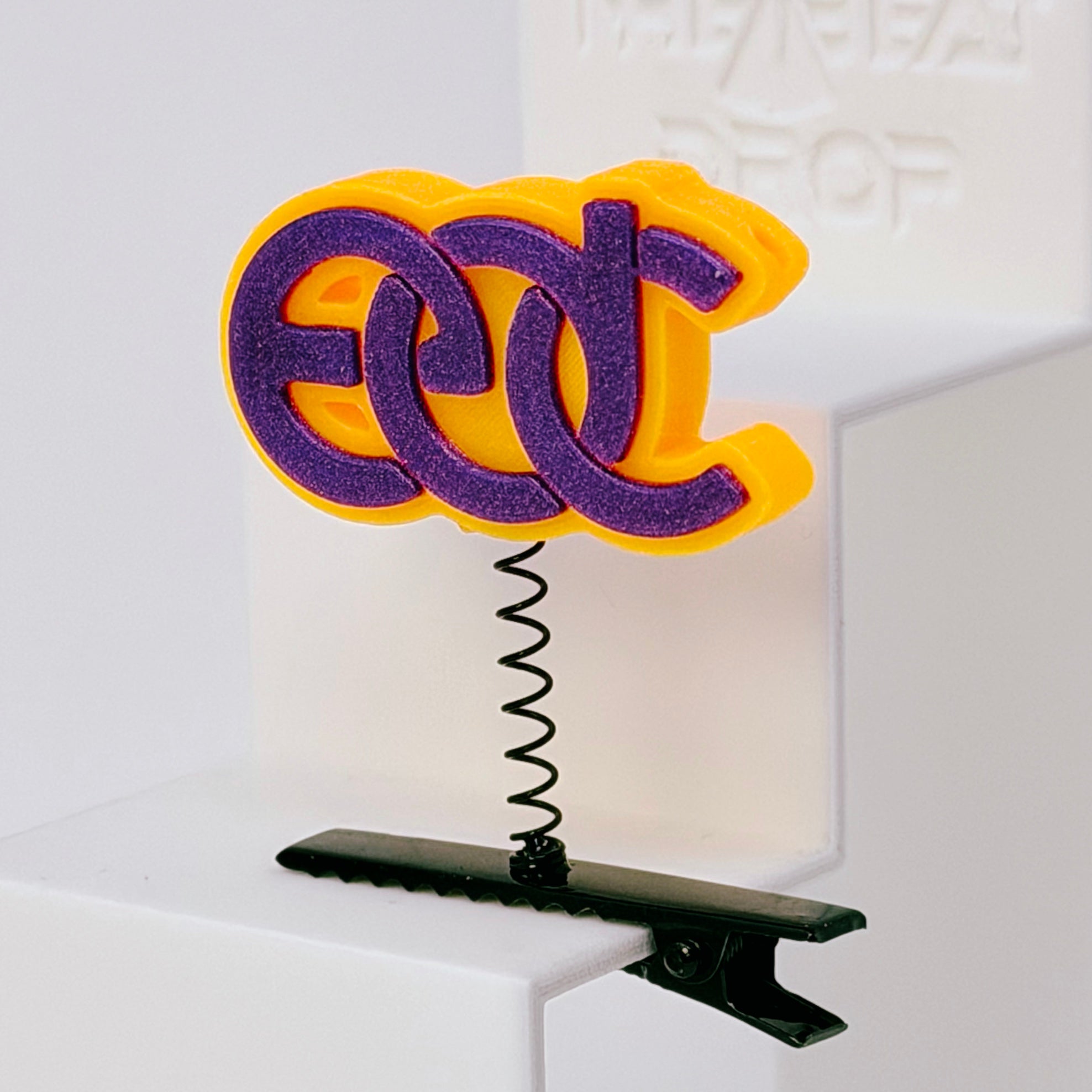 EDC rave sprout spring clip hair accessory in orange and purple — fan-made kandi charm for EDC