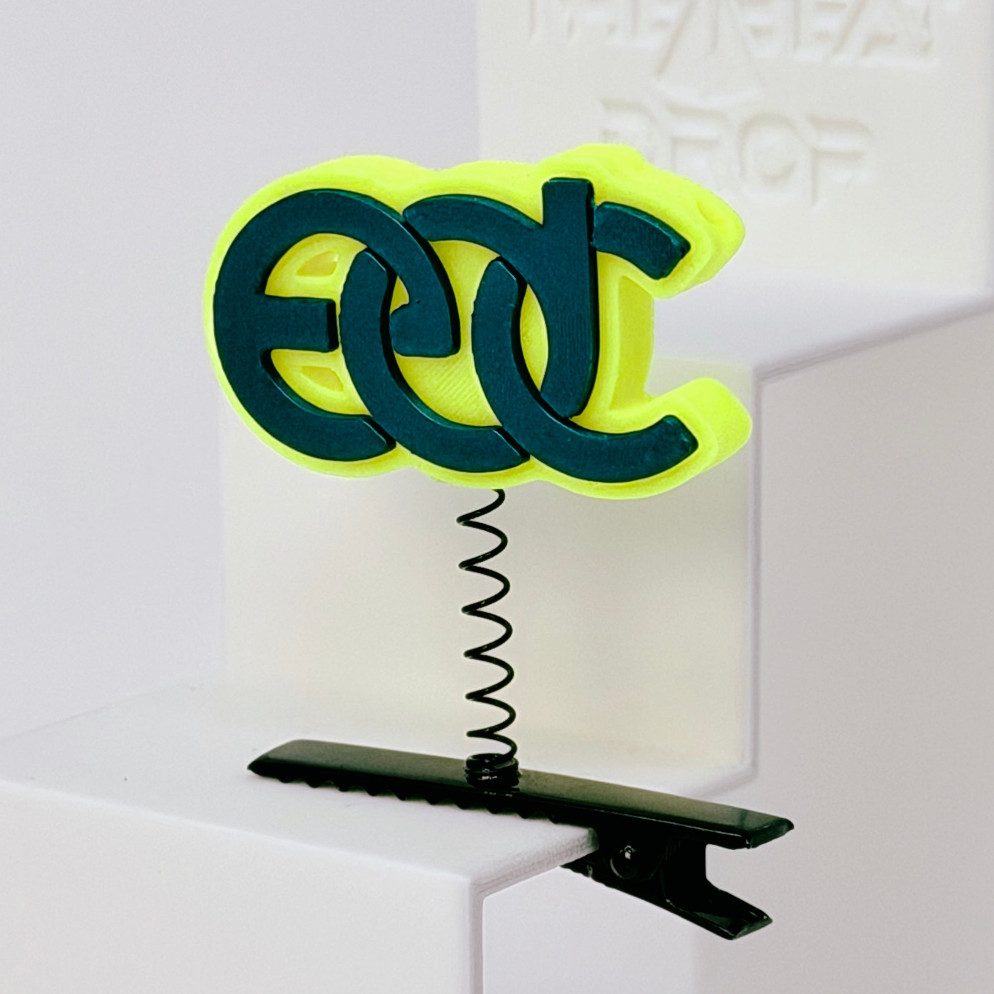 EDC rave sprout fan-made festival hair clip in neon yellow and dark teal - limited edition EDC Las Vegas
