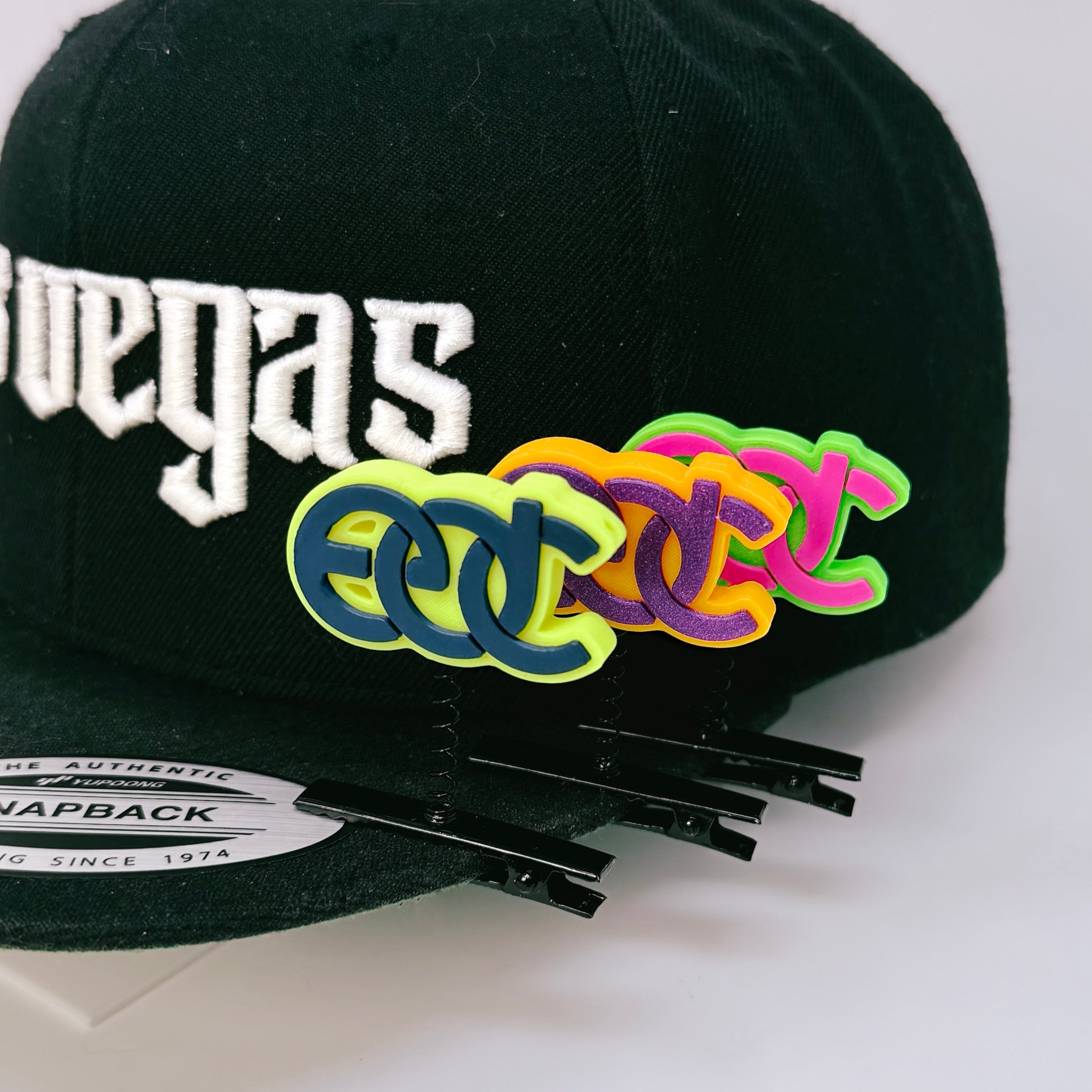 EDC rave sprout festival accessories clipped on festival hat showing multi colors — kandi bead charm and rave hair clip handmade