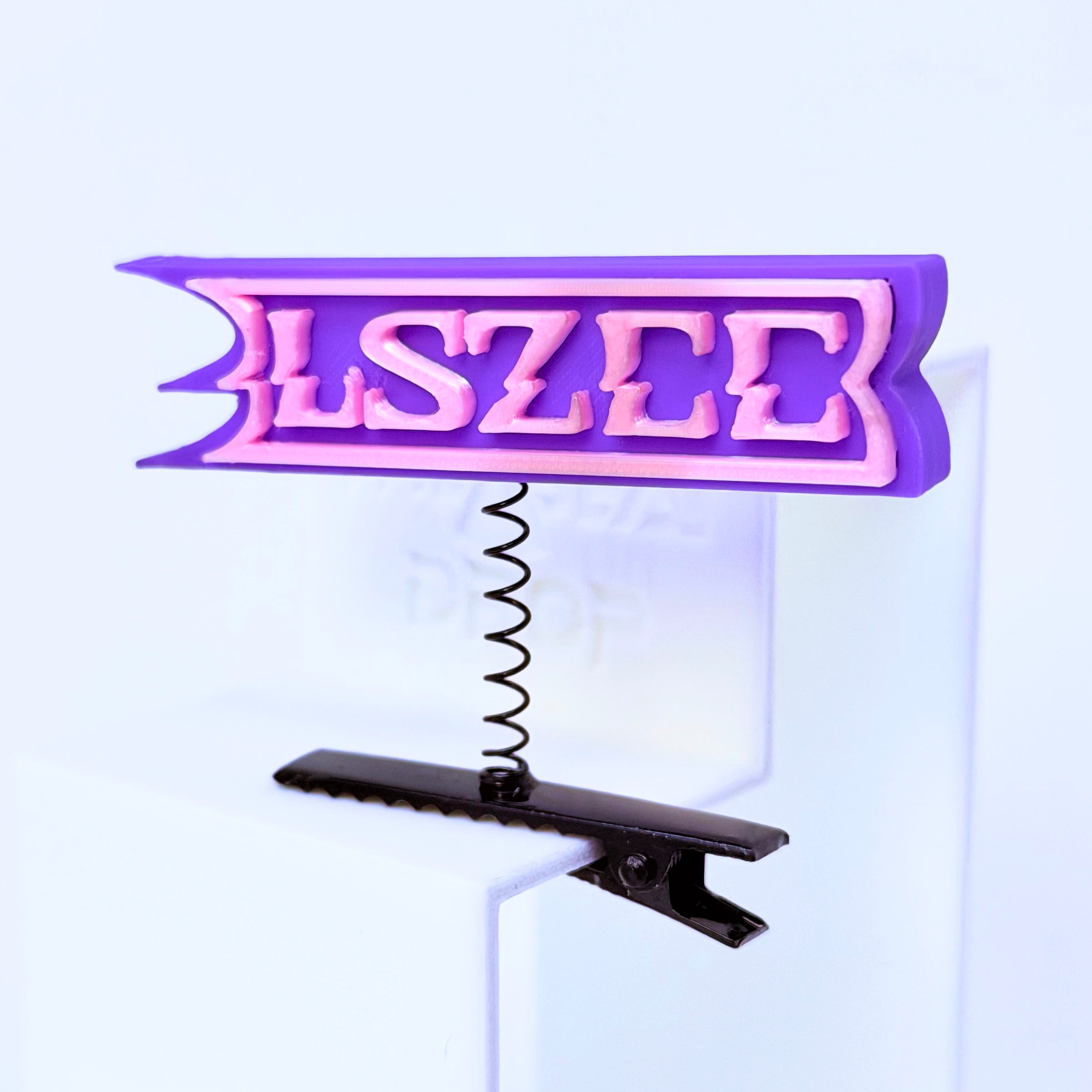 LSZEE purple background with pink text rave sprout — CloZee LSDream EDM festival hair clip accessory