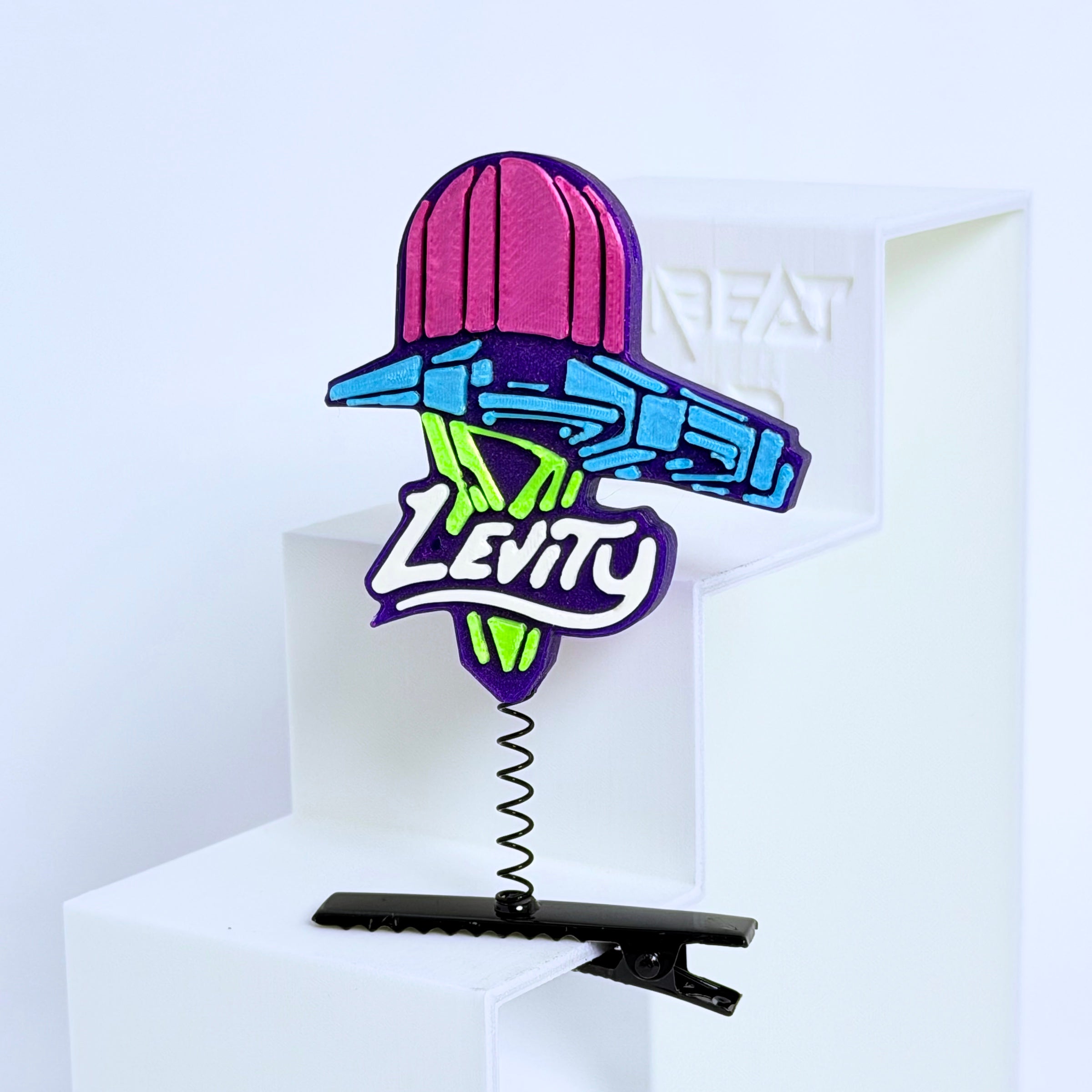 Purple Levity Lasership rave sprout — fan-inspired 3D printed rave hair clip with spring clip for EDM festivals and music events