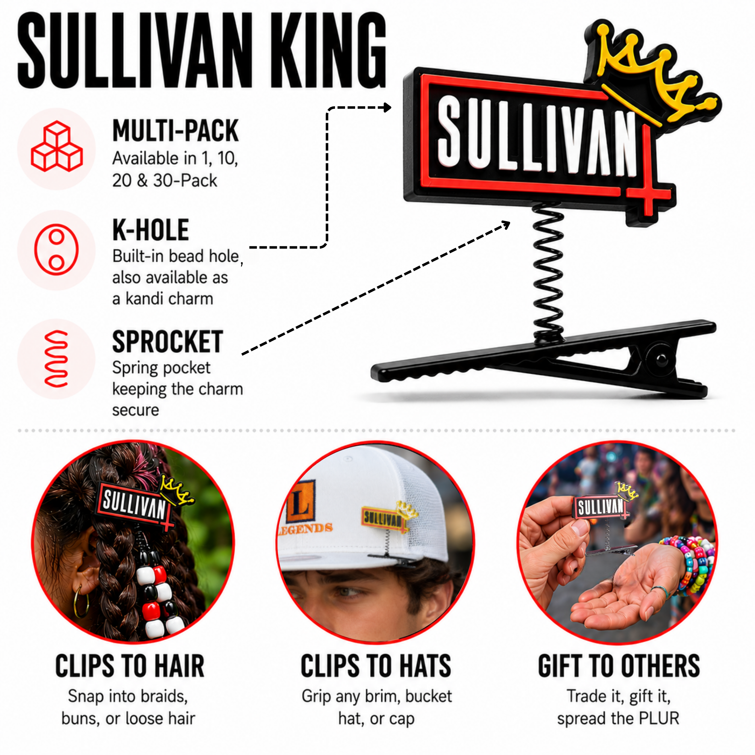 Sullivan King Rave Sprout — EDM Accessory | Festival Hair Clip